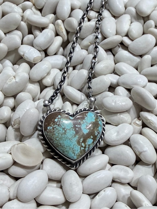 Jewelry - Native Made Chastity Belone Turquoise Heart Pendant Necklace - Mine 8